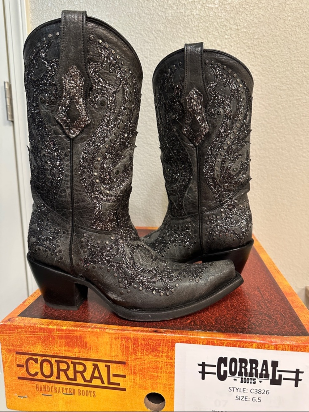 Corral Black Beaded Western Boots